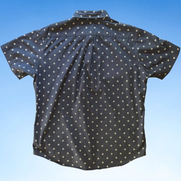 Uniqlo Navy and White Mini Floral Print Short Sleeve Shirt, Sz XL - Picture 3 of 5